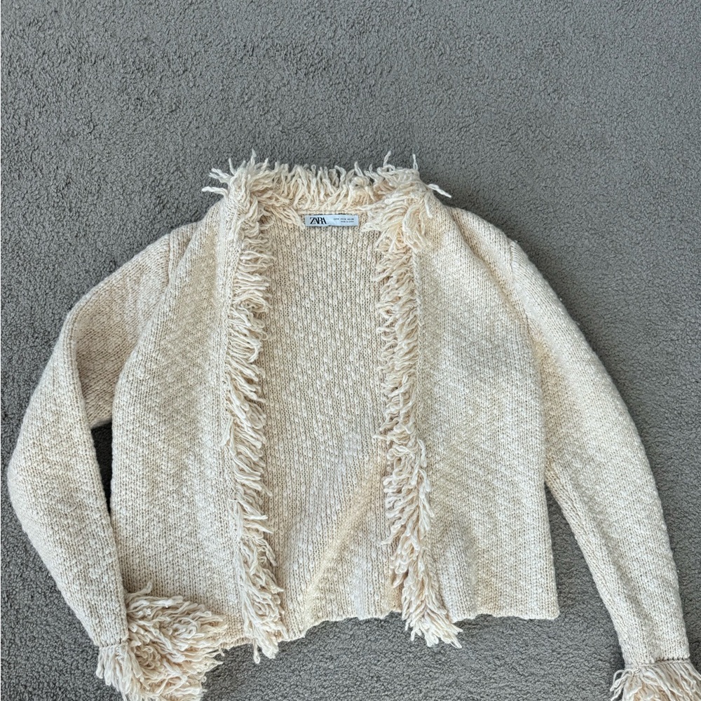 Zara Cream Fringe Women's Sweater